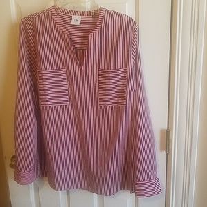 Cabi Franklin Stripe red white blue blouse